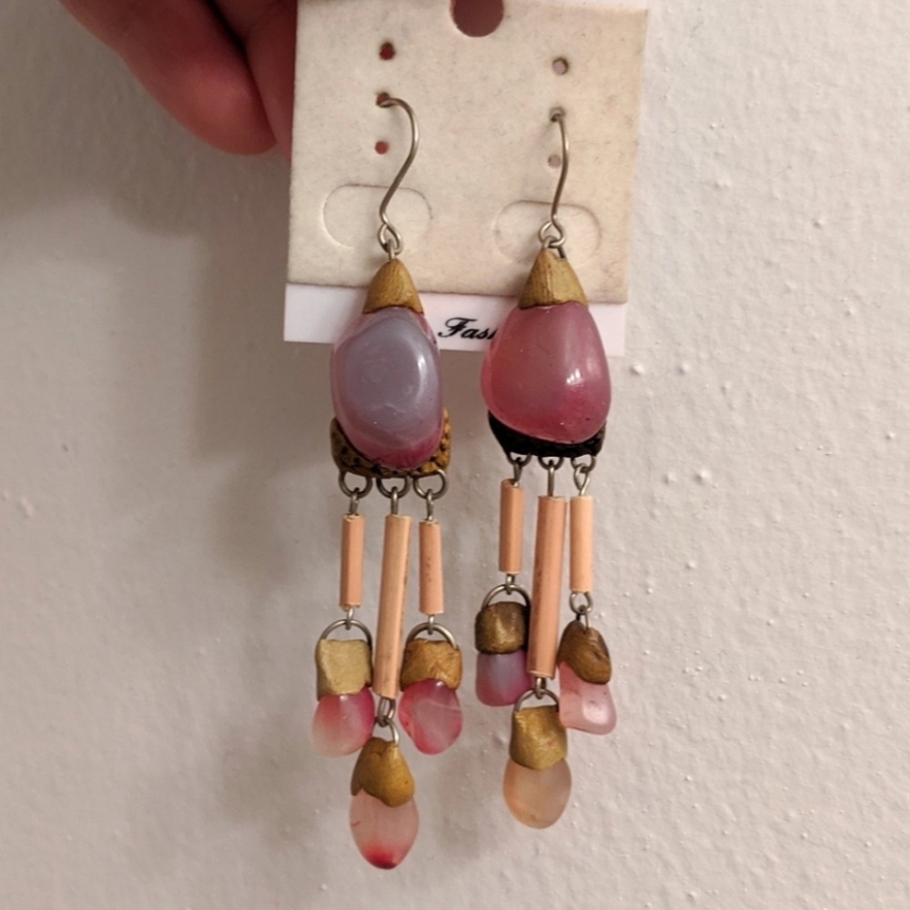 Brazilian stone dangle earrings